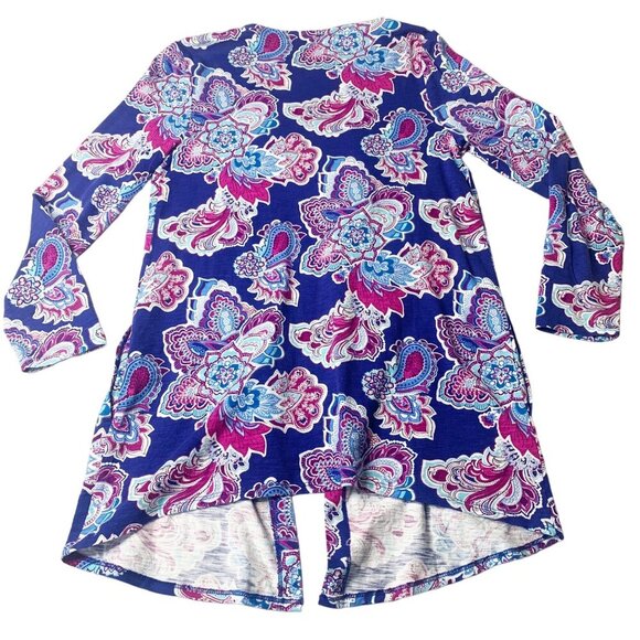 Chico's Long Sleeve Outline Floral Open Front Cardigan Sweater Sz 0 (Small 4-6) - Picture 3 of 9